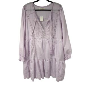 Penelope Rose Lavender Long Sleeve Mini Dress 1X Womens NWT